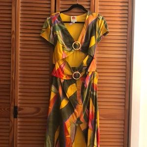 Garden Yellow Midi Farm Rio dress with cut outs, size medium